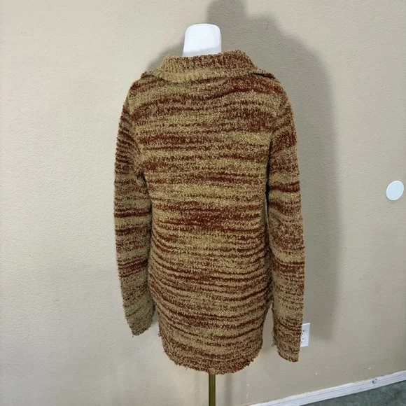 Free People Brown Double Breasted Cardigan Sweater Coat Sz M Boho Grunge Western - Picture 7 of 13